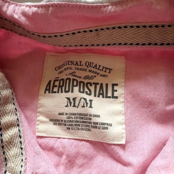 Aeropostale | Pastel pink men's casual button up shirt - Picture 7 of 9